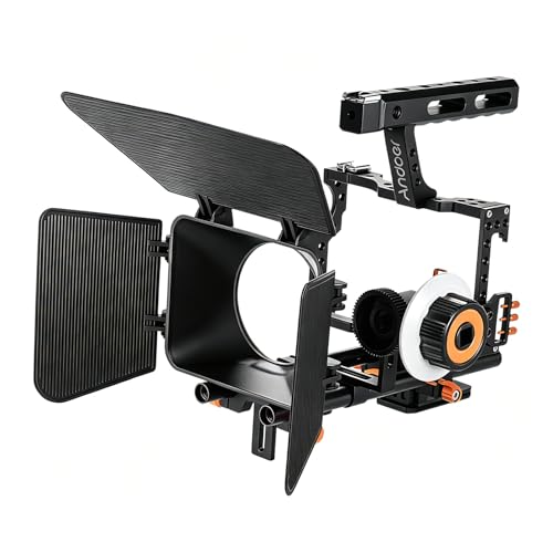 Andoer C500 Aluminum Alloy Camera Camcorder Video Cage Rig Kit Film Making System w/Matte Box + Follow Focus + Handle + Rod for GH4 Replacement for...