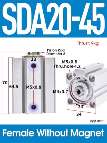Cilindro compacto de aire SDA20 para automatización exacta 3