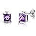 Produktbild Miore Ohrringe Damen Weißgold 9 Karat / 375 Gold Ohrstecker Amethyst mit Diamant Brillianten