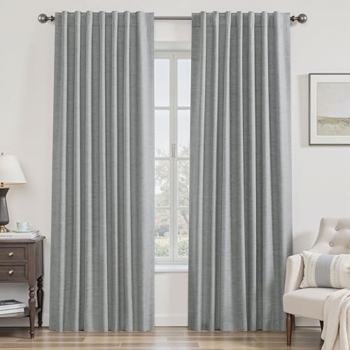 UHITECH Grey Blackout Curtains for Bedroom 52" W x 86" L 2 Panels Set