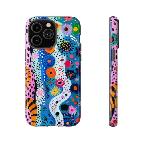 Coque iPhone 14 Pro Max motif floral abstrait coloré et animalier