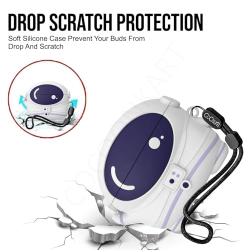 Image of Cartoon Silicone Case Cover Compatible for OnePlus Nord Buds 4 Pro (Astronaut + Lanyard)