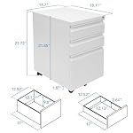 Mount-It! 3 Drawer File Cabinet with Lock and Wheels, Under Desk Storage Filing Pedestal for Home Office, No Assembly Small Rolling File Cabinet for Legal, Letter, and A4 Files in White - Image 3