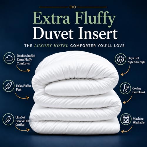 Image of Down Alternative Comforter Queen Size - Fluffy Duvet Insert - Puffy Premium All Season Winter - Luxury Breathable Hotel Plush Comforter - Queen, White, 86x86 inches - Eco-Compressed Packing