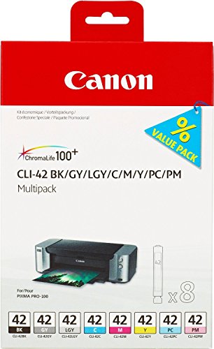 Canon CLI 42 8 original Tintenpatrone Multipack BK/GY/LGY/C/M/Y/PC/PM für Pixma Drucker PRO100 PRO100S