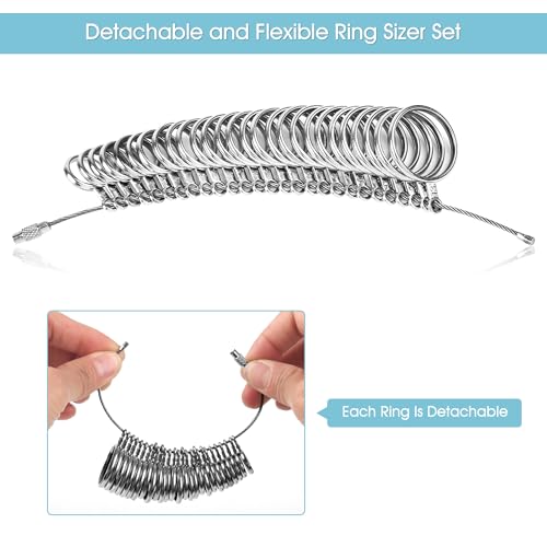 nulink ring sizer measuring tool us stainless steel ring size 0-13 with half size 3 pcs finger ring sizer measure gauge