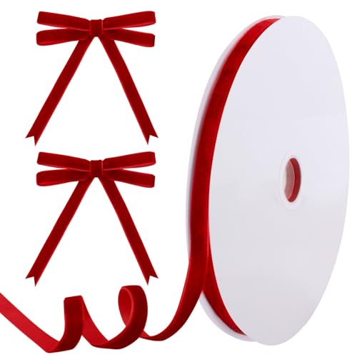 Tsorode 25 Yards Red Velvet Ribbon for Christmas...