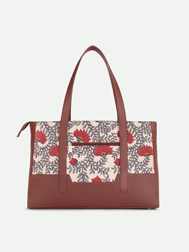 Image of ZOUK Handcrafted Vegan Leather Travel Tote Bag for Women with Multiple Compartments | Spacious Water-Resistant Shoulder Bag for Travel, Vacation, Day Trips |
