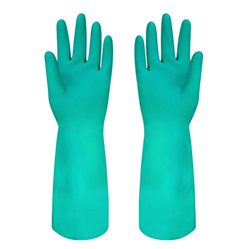 Discoball 2 Pairs Rubber Gloves with Flocked Lining for Kitchen Cleaning, Gardening, Household Duties, Latex Free Reusable Gloves