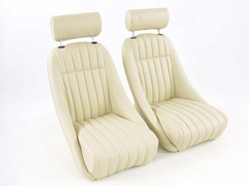 Asientos deportivos de cubo en color beige con soporte lumbar ergonómico