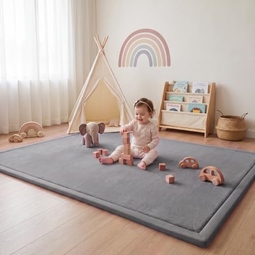 Image of 1.3 inch Thick Baby Play Mat for Floor,50x74 Padded Playpen Mat, Non-Slip