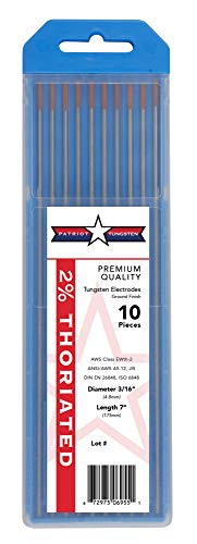 2% Thoriated TIG Welding Tungsten Electrodes 3/16” x 7” 10-Pack 2% Thoriated TIG Welding Tungsten Electrodes 3/16” x 7” 10-Pack