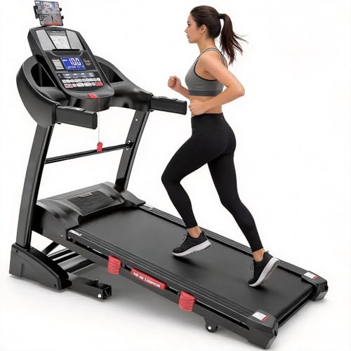Image of 4.75HP Folding Treadmill w /h 300lb Capacity, Treadmill for Home, 15% Auto Incline, APP Connectivity, Shock Absorption, Bluetooth Speakers, 71 Preset Programs for Running, Jogging, and Walking