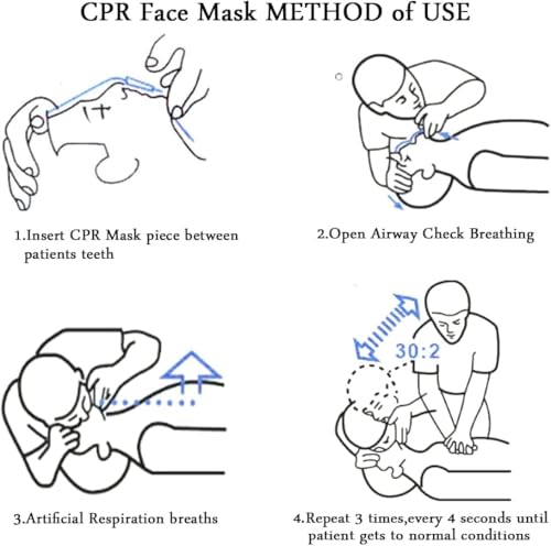 Image of Set of 50 CPR Mask& Red Bag, CPR Shield Mask Key Chain Ring, CPR Keychain with One-Way Valve Breathing Barrier for First Aid or AED Training