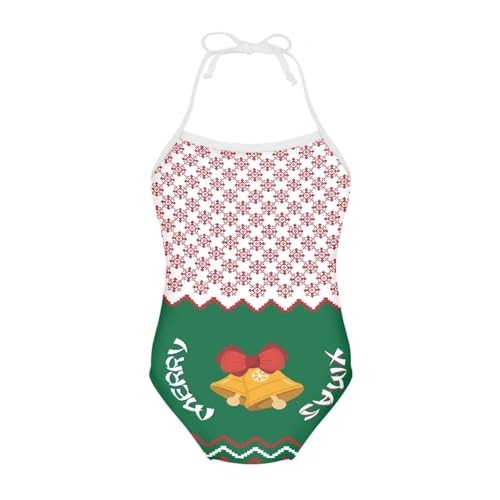 Image of Girls One Pieces Christmas Swimsuit Cute Swimwear Bathing Suits Beach Sport Halter Swimwear Vacation Pool Party Size