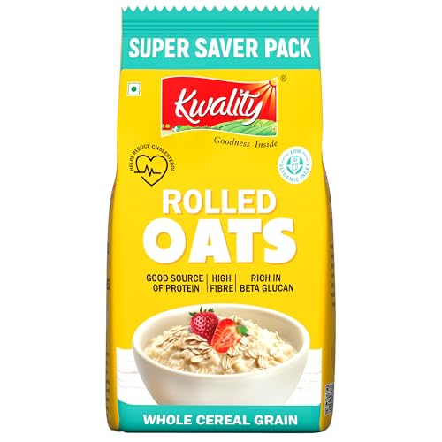 Image of Kwality Rolled Oats 1kg Pouch | Wholegrain Oatmeal for Healthy Breakfast | High Fiber & Protein | Gluten-Free | No Added Sugar | Weight Management Friendly | Quick Cooking
