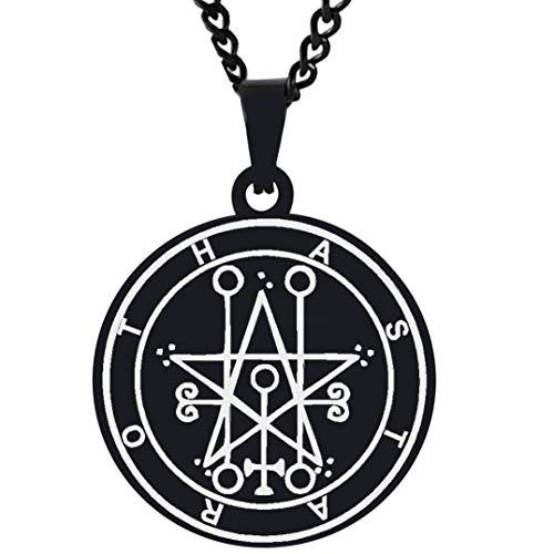 Black Plated Laser Engraved Astaroth's Seal Demonic Lesser Key of King Solomon Stainless Steel Pendant Trendy Necklace Well Polished