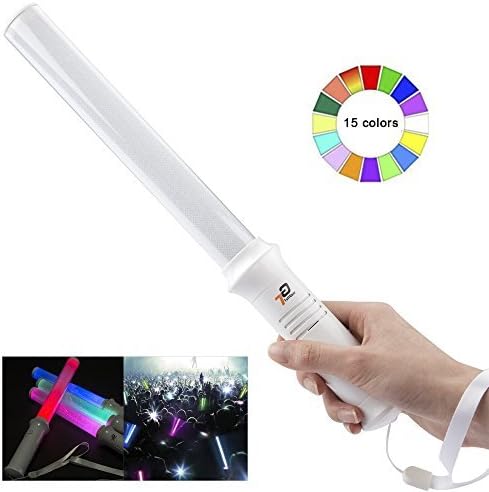 Glow Stick Traffic Safety Baton, Light 15 Color Changing, 2 Lighting Modes, Ultra Bright Flashing Light Sticks for Parking Guides and Dog Walkers Safety with Strings Included