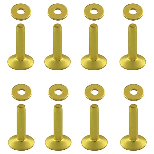 ZZLZX 30PCS 14mm Brass Rivet Set Rivets and Burrs Washers Leather Rivet Fastener for Belts, Wallets, Necklaces, Collars, Leather Craft Supplies