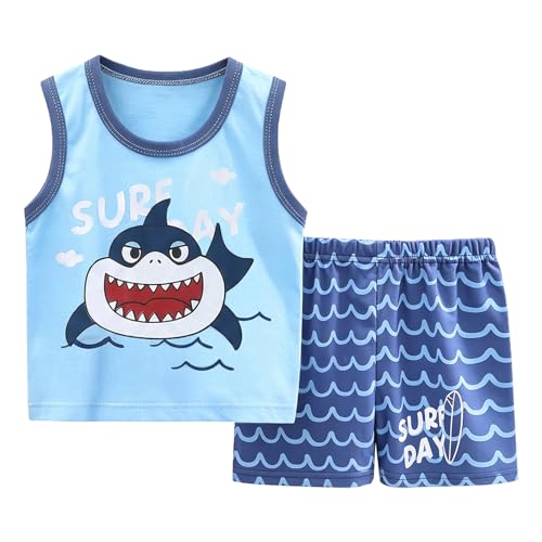 Image of Toddler Boys 4PCs Tank Top and Shorts Set Summer Clothes Cotton Outfits