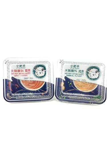 Little Sheep Hot Pot Soup Base With Dipping Sauce And 2 pcs Strianer ladleCombo Set (Clear Broth & Spicy Pack of 4)