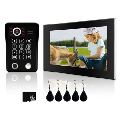 Sxmrmnx Sistema de intercomunicación de video 5 en 1 con desbloqueo WiFi de huellas dactilares 1080P, monitor táctil, protección de seguridad