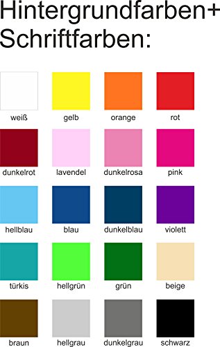 Melis-Folienwerkstatt Schild Wunschtext Wunschname – 52x11cm – 10 Designs + 10 Schriften + Bohrlöcher Aufkleber Hartschaum Aluverbund -S00154C