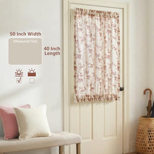 Image of jinchan Terracotta Linen French Door Curtain 40 Inch Rod Pocket 1 Panel
