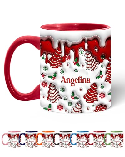 Custom 3D Effect Christmas Coffee Mugs with Names - Personalized Ceramic Holiday Cups -...