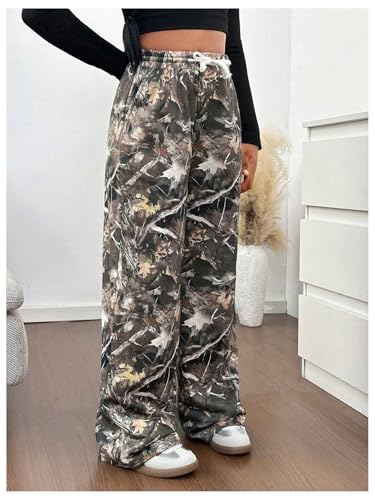 SOLY HUX Girl's Camo Wide Leg Pants Drawstring Waist Baggy Sweatpants with Pocket3