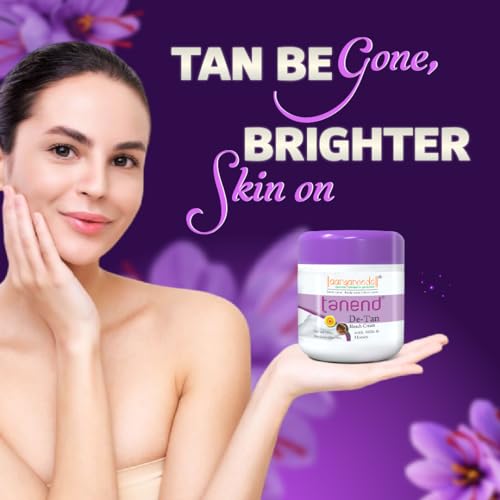 Aryanveda De-Tan Bleach Cream for Face & Body | Milk & Honey | Removes Sun Tan, Brightens Dark Spots, Smoothens Skin, Tightens Pores | For Glowing Skin | Men & Women | 450g