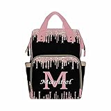 Newcos Personalized Sparkly Glitter Drips Pink Rose Gold Blush Diaper Bag with Name Nappy Bags Travel Casual Mummy Backpack for Mom Girl, Multi 011, (DG7197021D)