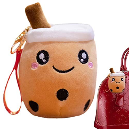 WOTEG - Llavero de de té, llavero de peluche colgante en forma de taza de té de leche para amateu de té de burbujas, llavero de peluche de té de leche para bolsas, bolsas de