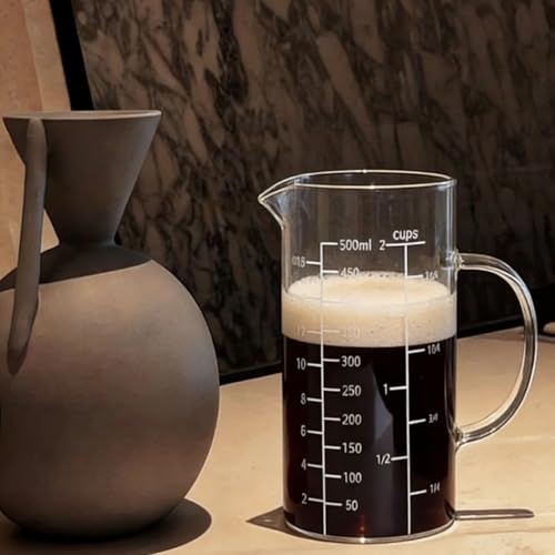Vaso medidor de vidrio transparente 500 ml con asa miniatura 4