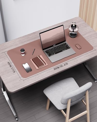 Image of YSAGi Double-Sided Desk Pad, 35.4 inchx17 inch Leather Desk Mat, Eco Cork Desk Pad Protector,Large Mouse Pad,Waterproof Desk Blotter for Office /Home (Pale Mauve /Cork)