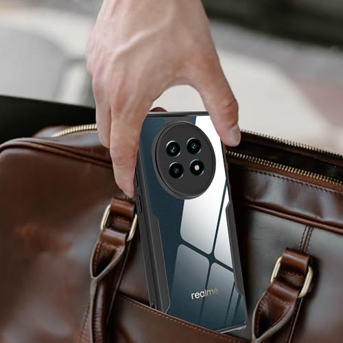 Image of A rtistque Clear Hard Transparent Acrylic Armor Anti-Drop Shockproof TPU Edge Back Cover Case for Realme 13 Pro - Black