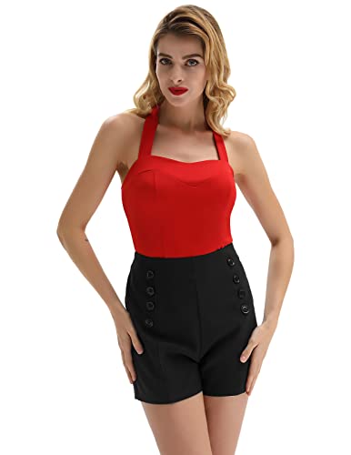 Belle Poque Women High Waist Stretch Sailor Pinup Shorts2