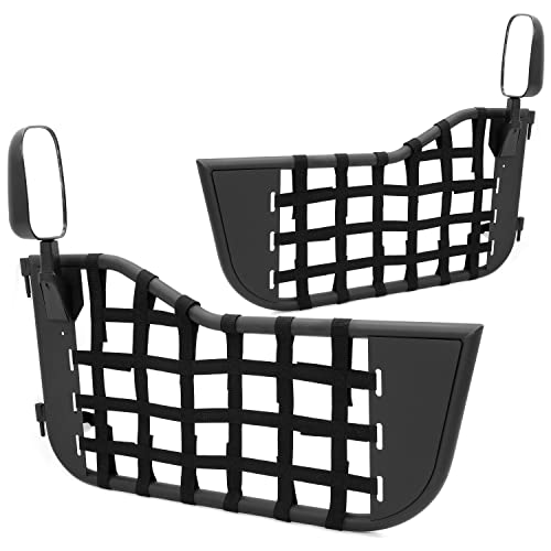 Tubular Door With Side Mirror Black Compatible with 1976-1995 Jeep Wrangler YJ Jeep CJ7