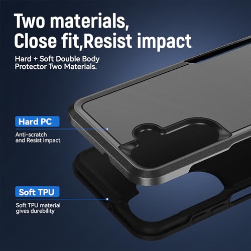 Warsia for Samsung Galaxy A17 5G Phone Case with HD Screen Protector, Black - image 4