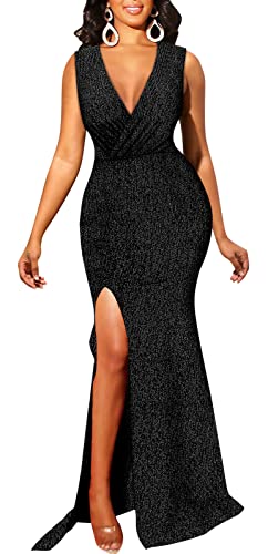 Image of Formal Long Sleeve Dress for Women Sequin Bodycon Ruched Sparkly Dresses