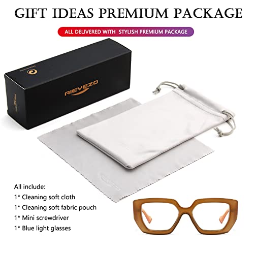 Image of AIEYEZO Thick Frame Blue Light Glasses Men Women, Fashion Square Computer Eyeglass Anti Eyestrain & Prevent Headache