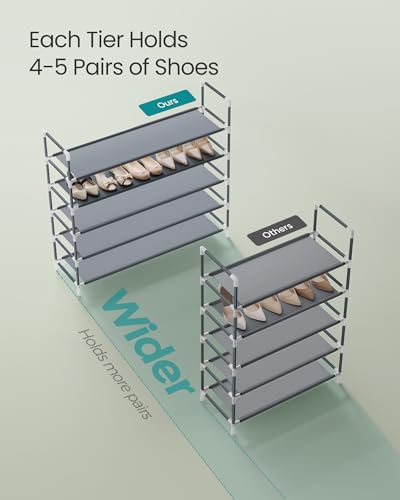 Image of SONGMICS 5-Tier Shoe Rack, Shoe Storage for Hallway Closet, Slim and Space-Saving, Metal Frame, Non-Woven Fabric Shelves, Grey ULSH055G01V1