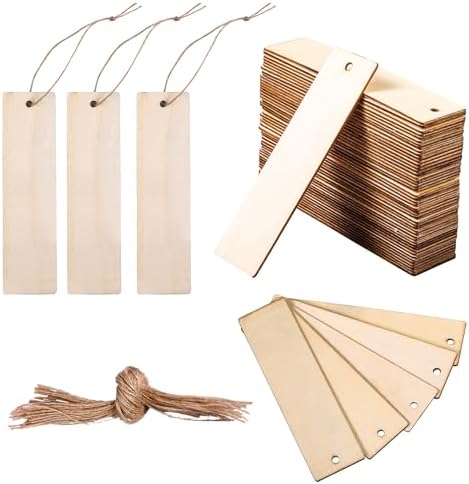 Amazon.com: 50pcs Blank Wood Bookmarks, Unfinished Wood Bookmarks with ...