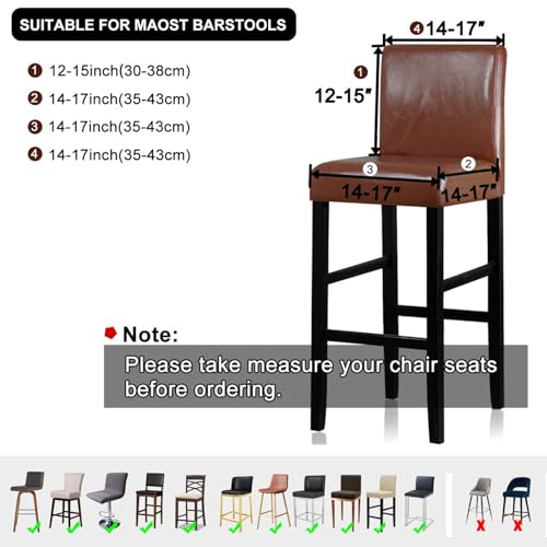 Lellen Reusable Pub Counter Stool Chair Covers Slipcover Stretch Removable Washable Dining Room Chair Covers Bar Stool Covers with Backs (Icy Silk Jacquard Black, 2PCS)