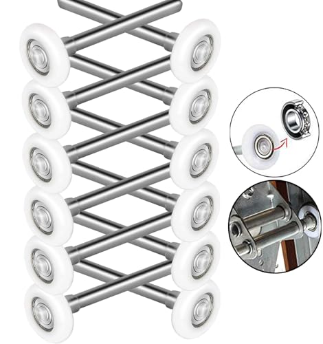 Durable & Quite 2' Sealed 6200ZZ Bearing Nylon Garage Door Rollers Wheel with 11 Ball - 4'Stem, 12 Packs