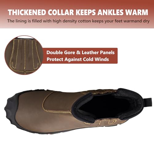 UPIShi Men's Waterproof Work Slip On Snow Boot Leather Outdoor Walking Hiking Casual Shoes4