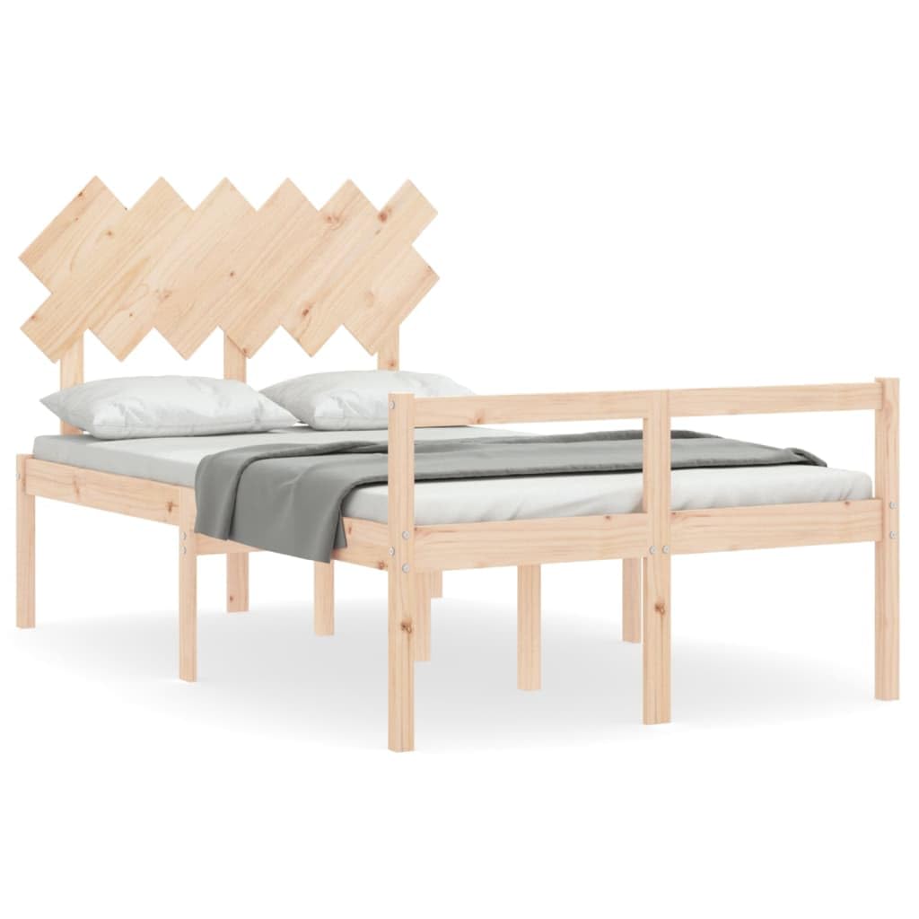 Massives Kiefernholz Seniorengerecht mit 45 cm Sitzhöhe Standard Braun 135 | Seniorenbett mit Kopfteil Massivholz Kiefer 140x195 Komfort Einstiegshöhe Stauraum Lattenrost Bettgestell