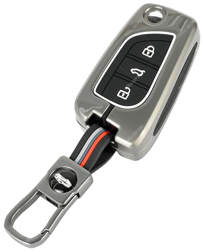 Coll of Fest Metal Silicon Key Cover Compatible For Toyota Innova Crysta Corolla-Altis Camry HyCross Hilux 3 Button Flip Smart Key Cover Metal Protection Special Feature Visible in low-light Condition