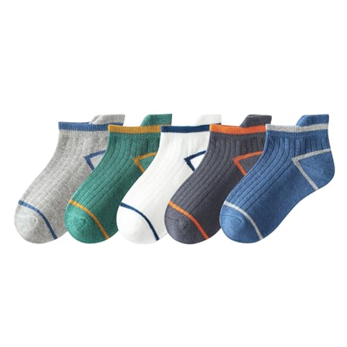3-14 Years Girls Socks 5-Pack Cotton Soft Cute for Youth Boy and Girl Breathable Unisex Comfortable Sport Ankle Sock