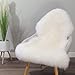 IRIWOOL Premium Genuine Fur Sheepskin Rug Real Australia Sheepskin Natural Luxury Fluffy Lambskin Fur Area Rug Seat Covers for Kids Bedroom Sofa Chair Cover (Creamy White, Single Pelt/2ft x 3ft)